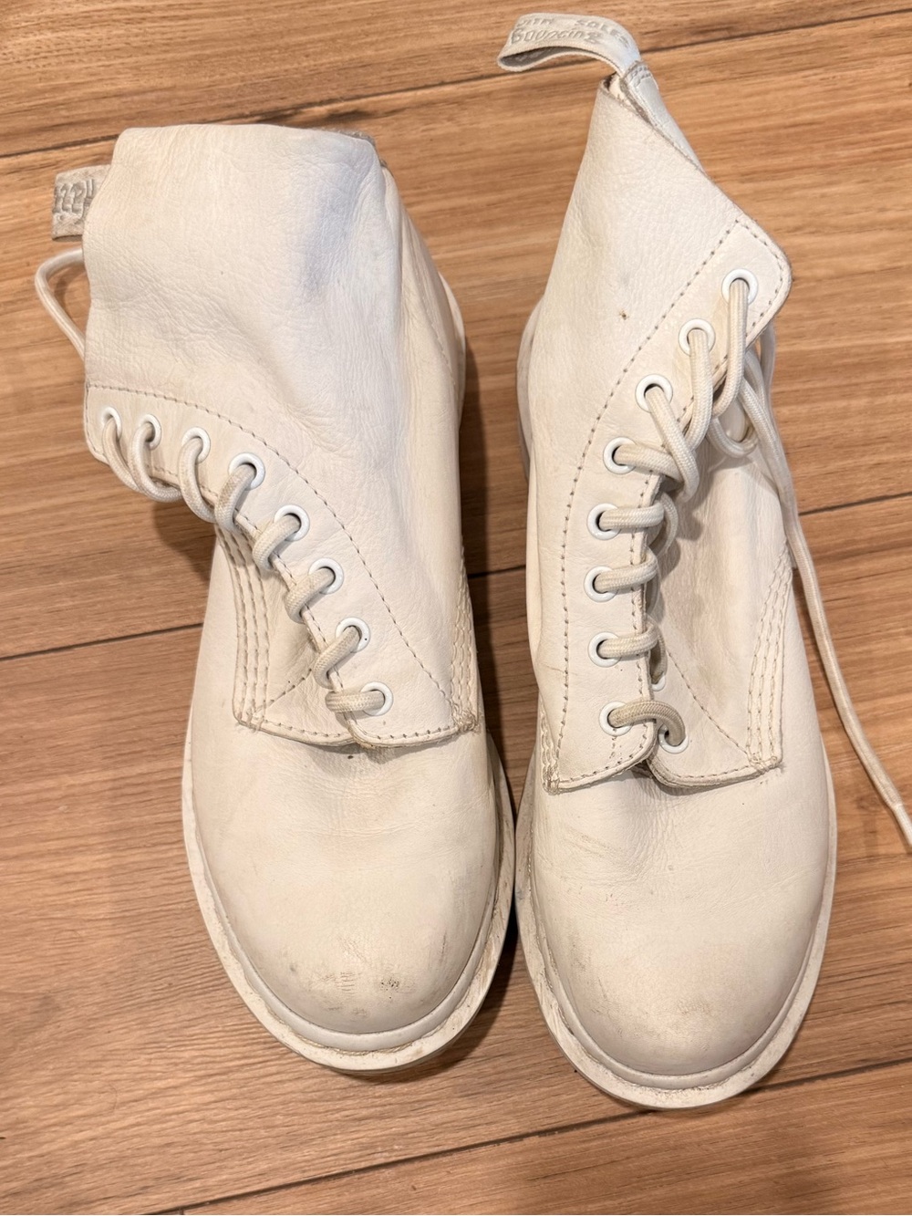 Dr. Martens White Lace-Up Leather Boots